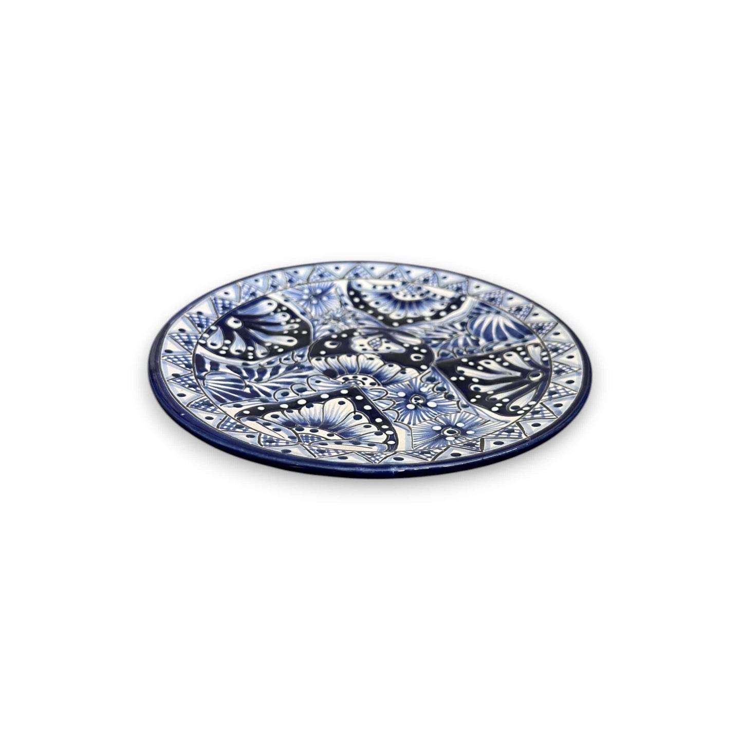 8" Talavera Blue & White Dinner Plate
